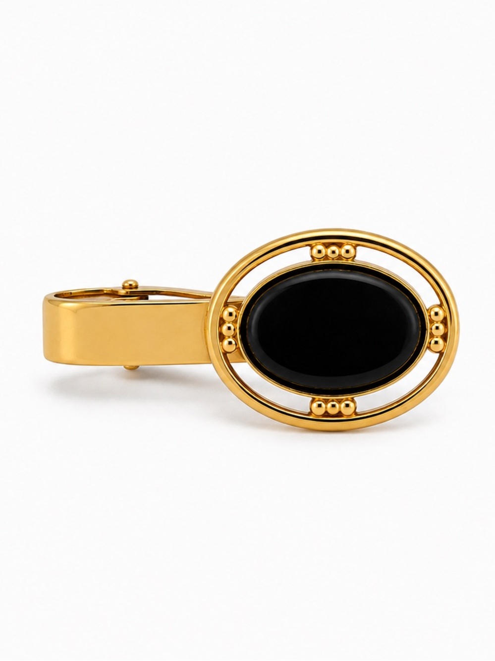 Vintage Black oval tie clip